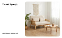 Hardwood Wood Frame Cane spine Settee space-saving Size Two-Seater Bench with spinerest Minimalist Design Loveseat Small Space suitable for Apartment Dwellers, Interior Designers, Business Owners, Living Room, creamice, Homestay, Reception Area