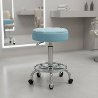 Waterproof Leather Adjustable Height Rolling Stool Swivel Stool with Wheels Commercial Furniture for Hairstylists, Beauticians, Nail Technicians, Salon, Barbershop, Medical Office, Workshop
