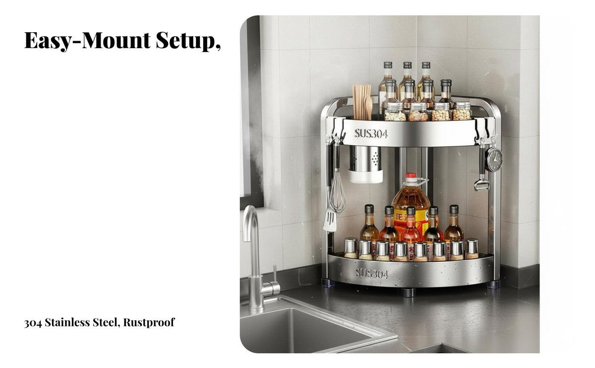 Space-Saving Triangular Countertop Organizer Rust-Proof Multi-Tier Countertop Shelf Long-Lasting Kitchen Organizer Easy to Clean for Home Cooks, Office Workers, Small Apartment, Bathroom, Cupboard, Craft Room
