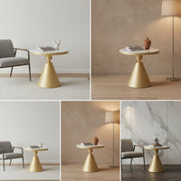 Round Side Table Modern Pedestal Table Glossy Furniture for Living Room, Reading Corner, Apartment