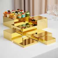 7 Pieces Gold Display Riser Set Nestable Design Acrylic Cube Display Stand Nesting Riser Set Multifunctional Reusable for Party