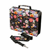 384 Slot Pencil Holder Individual Elastic Slots Large Capacity Pencil Organizer Floral Print Pen Case for Students, Artists, Travel