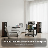 Power Amplifier Cabinet Large Capacity Mobile Audio Equipment Rack Sturdy Construction Rolling Multi-Tier Amplifier Stand for Living Room