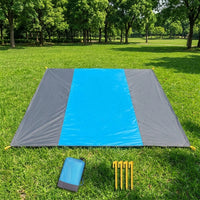 Picnic Blanket and Camping Mat for Outdoor Use, Waterproof Mat and Beach Blanket with Stakes, Tear-Resistant 210T Polyester Taffeta Hiking Mat