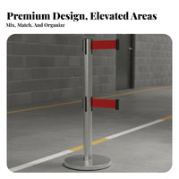 Heavy-Duty Base Retractable Belt Stanchion Long-Lasting Construction Stainless Steel Queue Post Portable Retractable Belt Barrier Non-Slip Bottom for Venue Managers, Security Personnel, Business Owners, Shopping Malls, Exhibition Halls, Retail Shop S