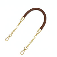 Gold-Tone Braided Bag Strap with Hooks Short Replacement Bag Handle with Clips Sturdy Leather Purse Strap with Chain Classic for Shoulder Bags