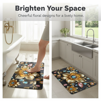 Floral Diatomaceous Earth Bath Mat Quick Dry Non-Slip Absorbent Bathroom Floor Mat