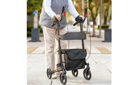 Upright Ambulatory Device Adjustable Height Forearm Wheeled Support Seat with Bag Four-Wheeled Shopping Cart for Elderly