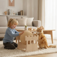 Wooden Cat Scratching Toy with Ball Corrugated Scratching Ball Natural Easy to Install for Indoor