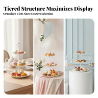 10 Pieces Lace-Like Three-Tier Square Stand Lightweight Three-Tier Round Stand Ornate Tiered Dessert Display Space-Saving Storage