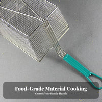 Front Hook Design Deep Fryer Basket Rust-Proof Stainless Steel Mesh Basket Heat Resistant Stainless Steel Frying Colander Large Capacity for Chefs, Restaurant