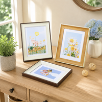 Photo Frame Newlyweds Tabletop Wall Mountable Resin Modern Minimalist Frame White Yellow Wood Grain