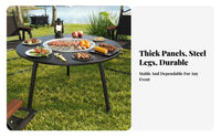 Folding Design Foldable Round Grill Table Space-Saving Foldable Cook Station Multi-Functional Portable Furniture Easy to Transport for Tea Lovers, Apartment Dwellers, Backyard, Balcony, Picnics, Camping