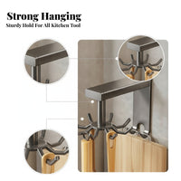 No-Drill Wall-Mounted Kitchen Hook Rack Drilling Drill-Free Installation Rotating Utensil Holder Swivel 8-Hook Wall Rack Metal