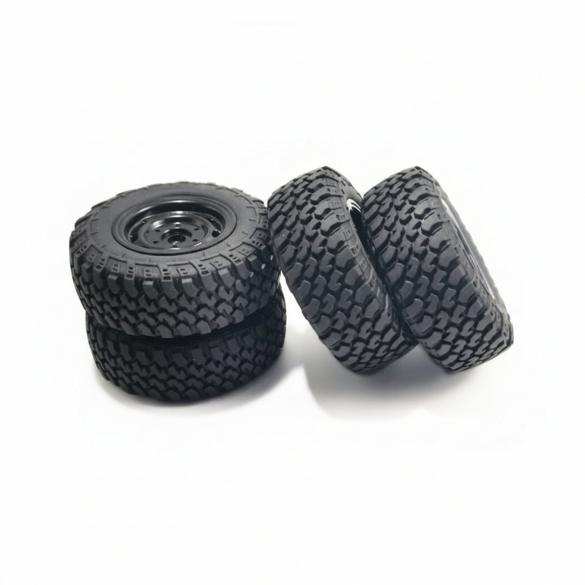 4 Pieces Wheel Rims High Grip RC 4x4 Vehicle Tire Set Rough Terrain Tires