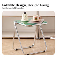 Transparent Design Foldable C-Shaped Tray Table Space-Saving C-Shaped Snack Table Portable Household Furniture Built-in Magazine Holder for Homeowners, Apartment Dwellers, Students, Balcony, Living Room, Small Spaces, Home Office