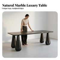 Round Marble Dining Table Luxurious Modern Marble Table Unique Veining Designer St Single Bench for Interior Designers, Homeowners, Kitchen, Villa