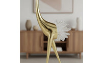 Crane Statue Modern Luxury Crane Figurine Marble Base Bird Sculpture for Living Room, Entryway, Beverage Cabinet