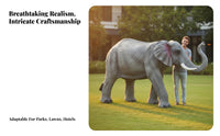 Fiberglass Elephant Model Lifelike Design Large Elephant Sculpture Weather Resistant Outdoor Decoration for Landscapers, Parks, Hotel Entrances, Lawns