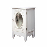 French Vintage design Carved Bedside Cabinet Ornate Floral Carvings Carved Single-Drawer End Table Distressed Finish Nightstand Elegant Design for Guesthouse Owners, Homeowners, Adults, Guest Room, Hallway
