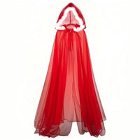 Mesh Cape with Hood Translucent Transparent Cloak Draped Cloak with Tie Closure for Stage Performances