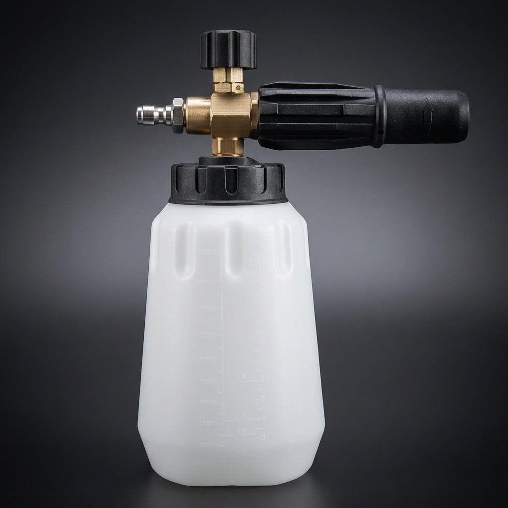 Car Cleaning Foam Sprayer for Professional Car Wash, Stainless Steel and Brass Foam Lance with Adjustable Nozzle, Measurement Markings, 1 Pack