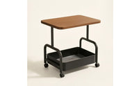 Mobile Side Table with Tray Verrijdbaar Rolling Side Table with Storage Compact Bijzettafel Met Wielen for Living Room, Bedroom, Small Apartments