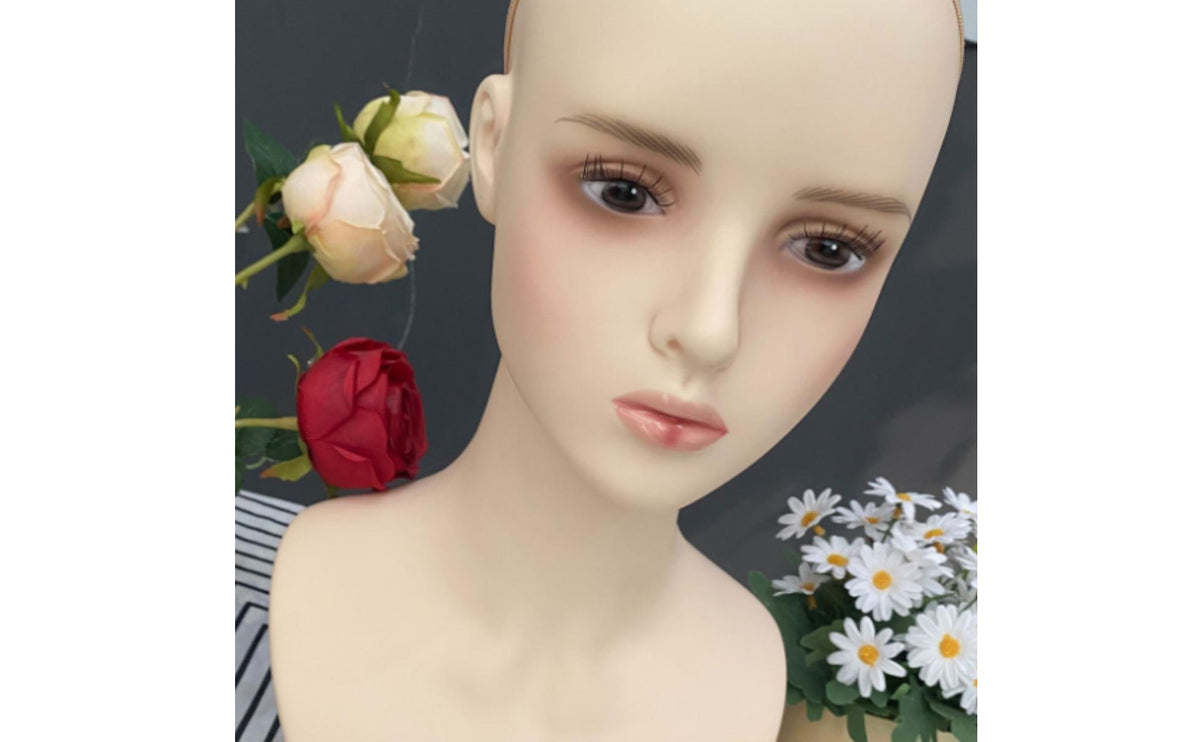Hairpiece Display Mannequin Head Neck and Torso Hairpiece Mannequin Bust Ear Openings