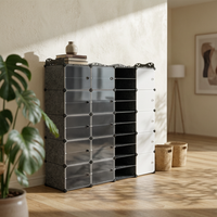Stackable Shoe Organizer Stacked Dustproof Shoe Organizer Clear Front Panels