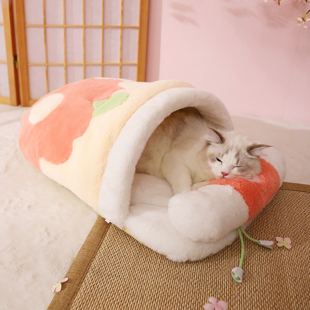 猫窝冬季保暖睡袋猫咪被子四季通用狗狗日系宠物垫子半封闭加绒厚