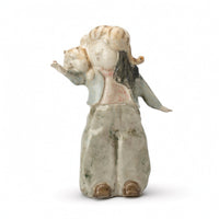 Ceramic Figurine Rustic Human Figure Sculpture Textured Abstract Statue for Tabletop, Entryway