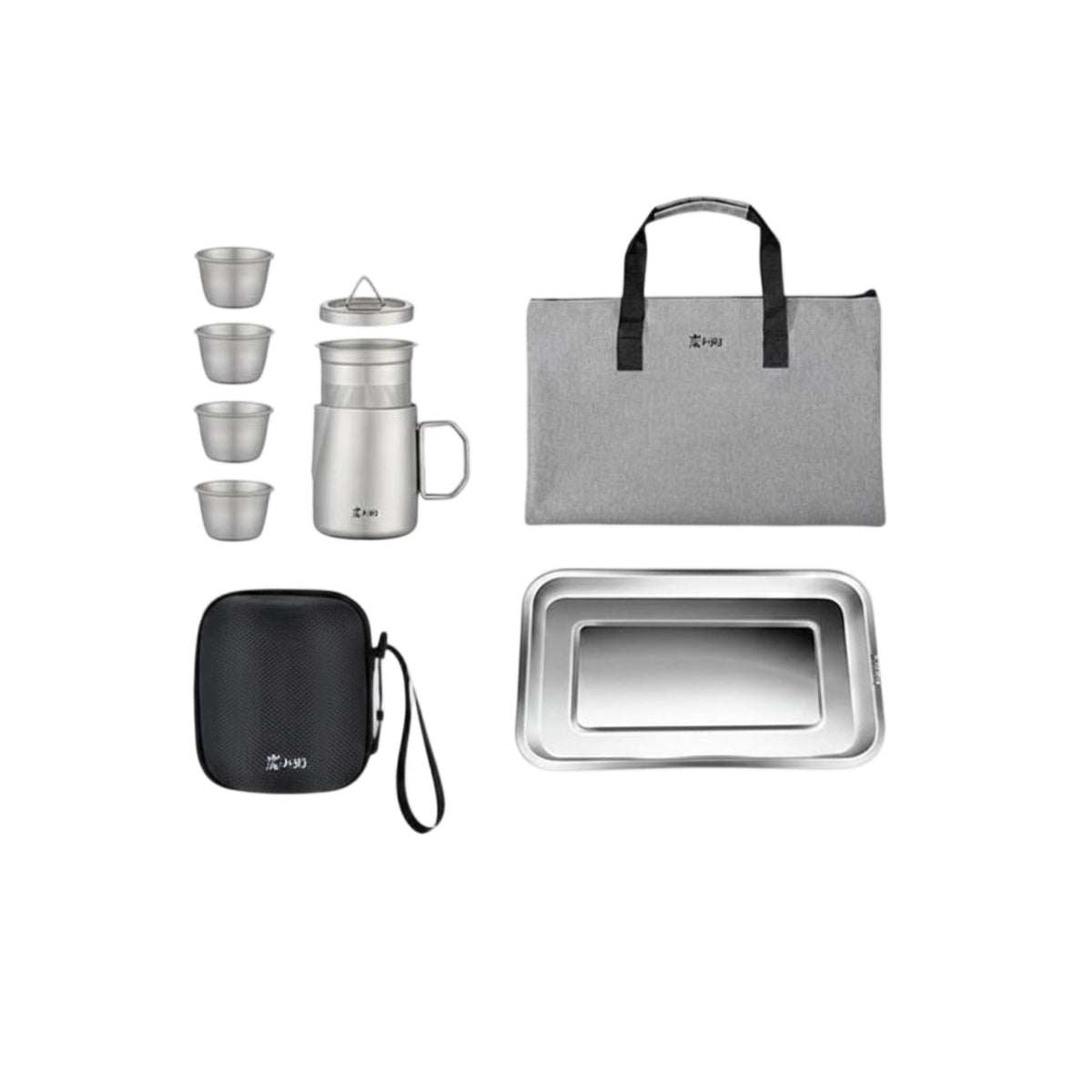 Anti-Scald Handle Camping Tea Brewing Kit Lightweight Portable Tea Set Includes Storage Case for Campers, Travelers, Outdoor