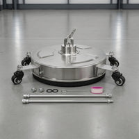 Stainless Steel Pressure Washer Surface Cleaner High-Performance Flat Surface Cleaner with Wheels Sturdy Floor Cleaning Disc with Extension Rods Compatible for Homeowners