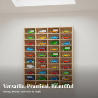 1:64 Scale Car Storage Rack Space Saving Toy Car Display Case Wall Mounted Organizer Easy Installation for Children, Playroom