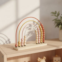 Educational Wooden Abacus Minimalist Rainbow Abacus Early Math Wooden Bead Toy Fine Motor for Children, Classroom