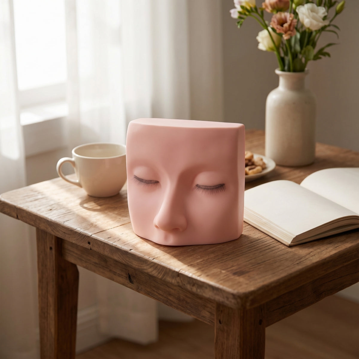 Eyelash Extension Practice Head Three-Layer Cosmetology Mannequin Head Eyelash Practice Mold Removable Soft for Students