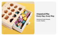 Wooden Shape-Sorting Box Drawer Shape Sorter Lacing Beads Easy to Grasp Wooden Educational Box