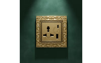 Socket with Faceplate Retro Outlet Panel Hardware Gold-Toned for Living Room, Bedroom