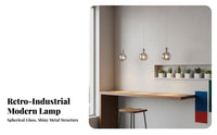 Modernist Design Pendant Lamp Creative Design Industrial Hanging Lamp Adjustable Height Glass Globe Pendant Light for Restaurant, Barber Shop