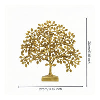 Metal Tree Statue Gold-Tone Brass Tree Lustrous Showpiece for Living Room, Entryway