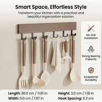 Cabinet Wall Decor Organizer, Vintage Style Utensil Holder & Ladle Rack, Mounted Kitchen Hooks for Hanging No-Drill Closet Storage