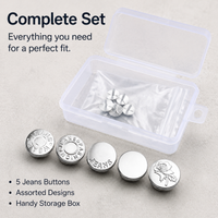 DIY Jeans Buttons, 5x 17mm No-Sew Replacement Buttons, Alloy Waist Adjustment Kit for Broken Jeans, Clothing Repair
