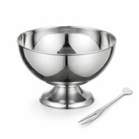Dessert Bowl with Fork Low Foot Stainless Steel Pedestal Bowl Compact Serving Dish for Hosts