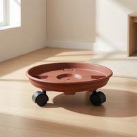 Rolling Plant Pot Saucer with Wheels, Heavy-Duty Plastic Planter Caddy for Indoor Outdoor Plants
