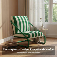 mid-centurymid-century-modern Modern design Striped Highspine supportchair sturdy Wood Frame Single Sofa Thick Cushioning Home Furniture Ergonomic Design for Readers, Homeowners, Office Workers, Living Room, perusing alcove, Study, Bedroom