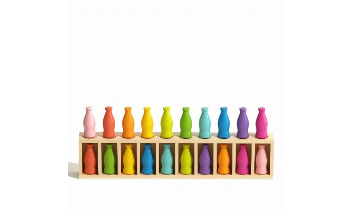 20 Pieces Bright Colors Bottle Memory Game Rounded Shape Bottle-Shaped Matching Game Smooth Finish Color Matching Toy Storage Box for Children
