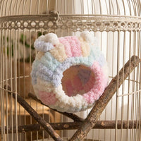 Thick Coral Fleece Parrot Nest and Breeding Bird Nest, Ear-Shaped Hanging Bird Bed, Winter Bird Warmer for Sugar Gliders, Squirrels and Parrots