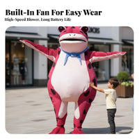Full Body Inflatable Frog Costume Funny Look Frog Character Suit Cute Look Performance Wear Twin Fan for Entertainers, Party-&moveers, Halloween, Street Performances, Festivals, Promotional Events