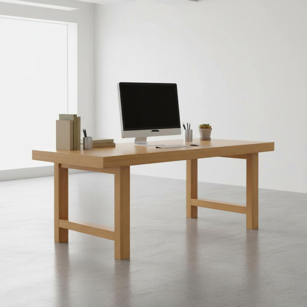 Minimalist Design Solid Wood Desk Sturdy and Long-Lasting Wooden Computer Desk Spacious Workspace Large Study Table High Load Capacity for Students