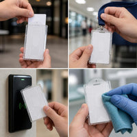 Clear Hard Plastic ID Card Holder for School, Bus, and Exhibition Badges